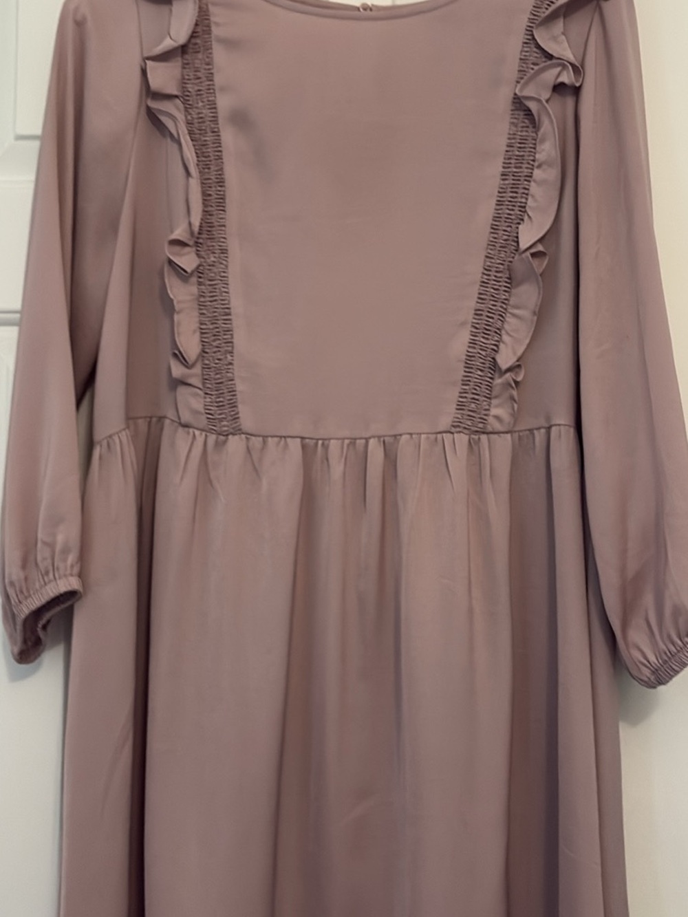 Mauve Ruffled Long-Sleeve Dress